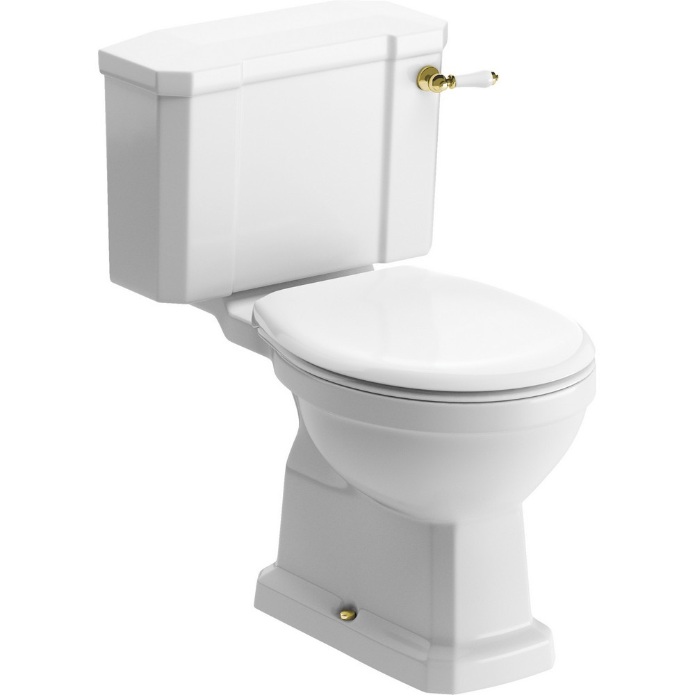 Ajax Somerby Close Coupled WC with Acrylic Seat and Brushed Brass Fittings