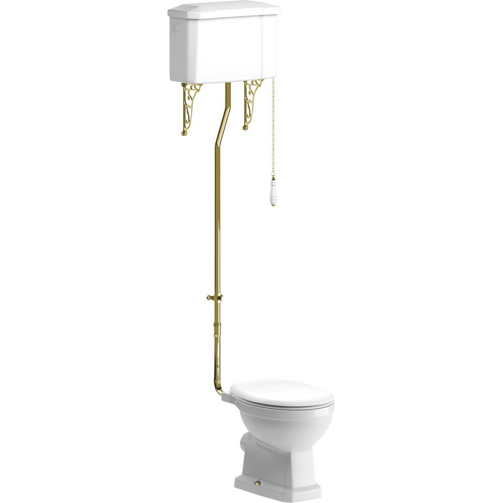 Ajax Somerby High Level Brushed Brass WC with White Ash Seat (1)