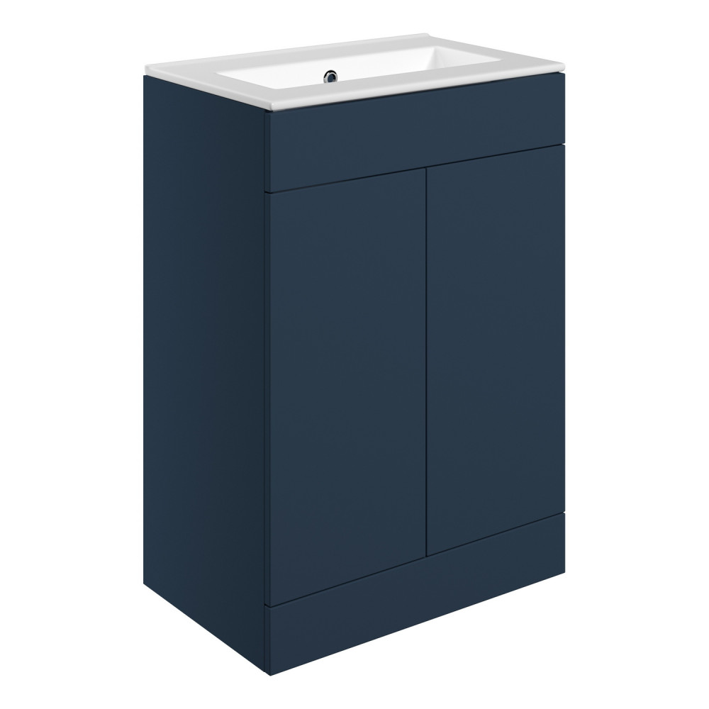 Ajax Somercotes Matt Deep Blue Floor Standing 610mm Vanity Unit and 0TH Basin
