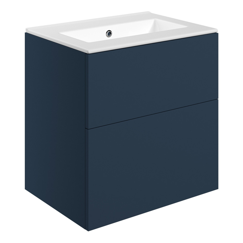 Ajax Somercotes Matt Deep Blue Wall Hung 610mm Vanity Unit and 0TH Basin