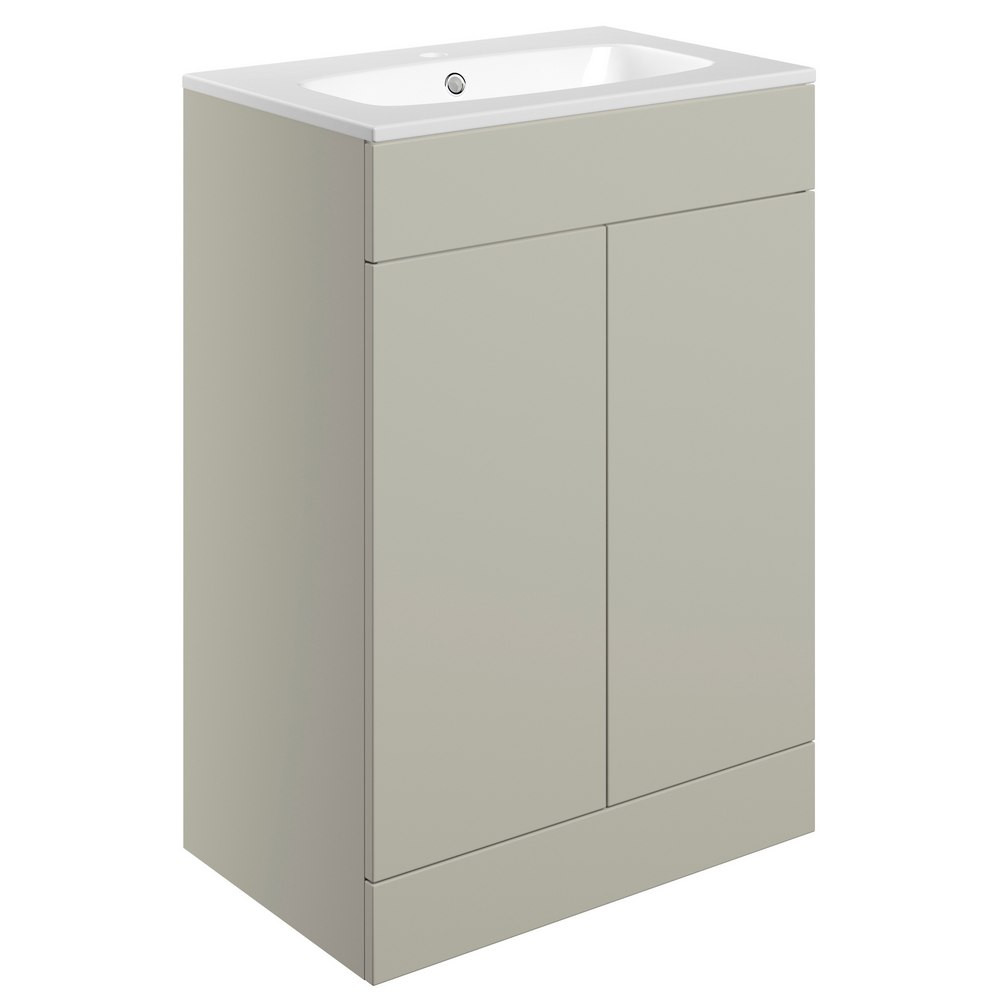 Ajax Somercotes Matt Latte Floor Standing 610mm Vanity Unit and 1TH Basin
