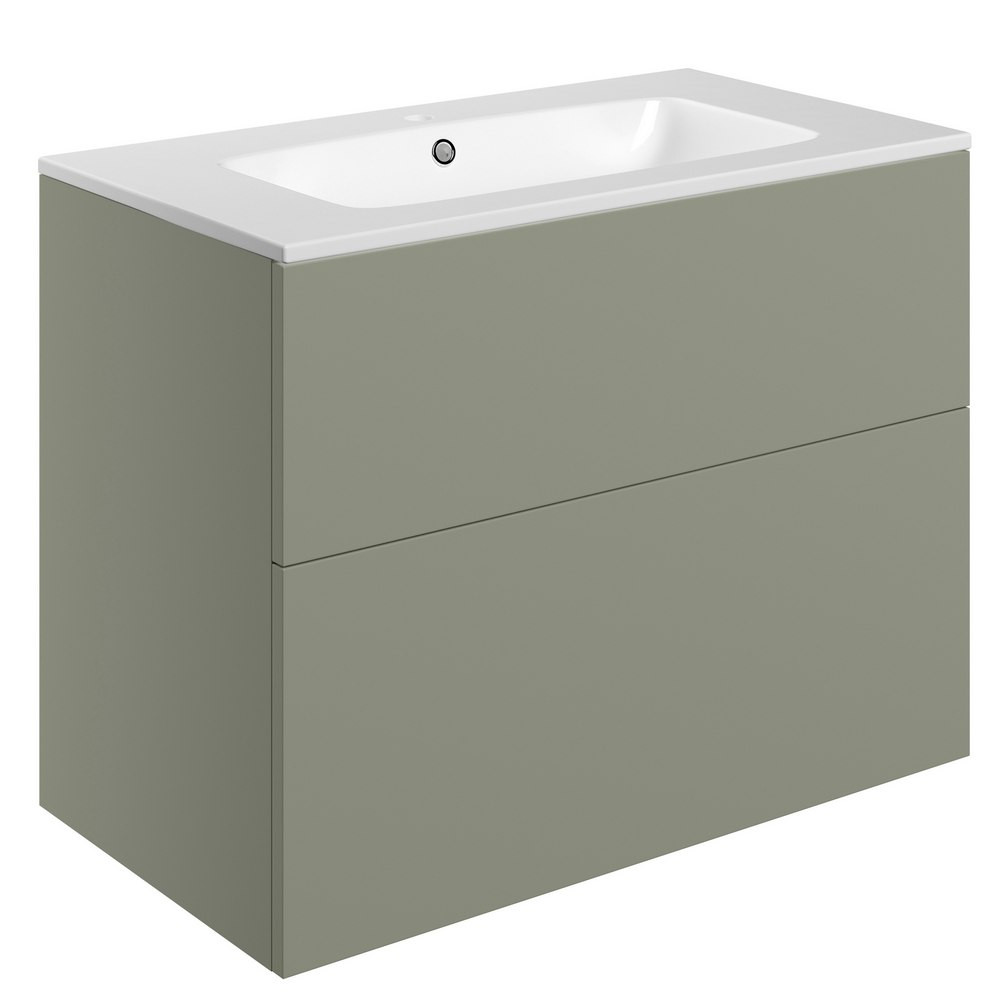 Ajax Somercotes Matt Olive Green Wall Hung 815mm Vanity Unit and Basin