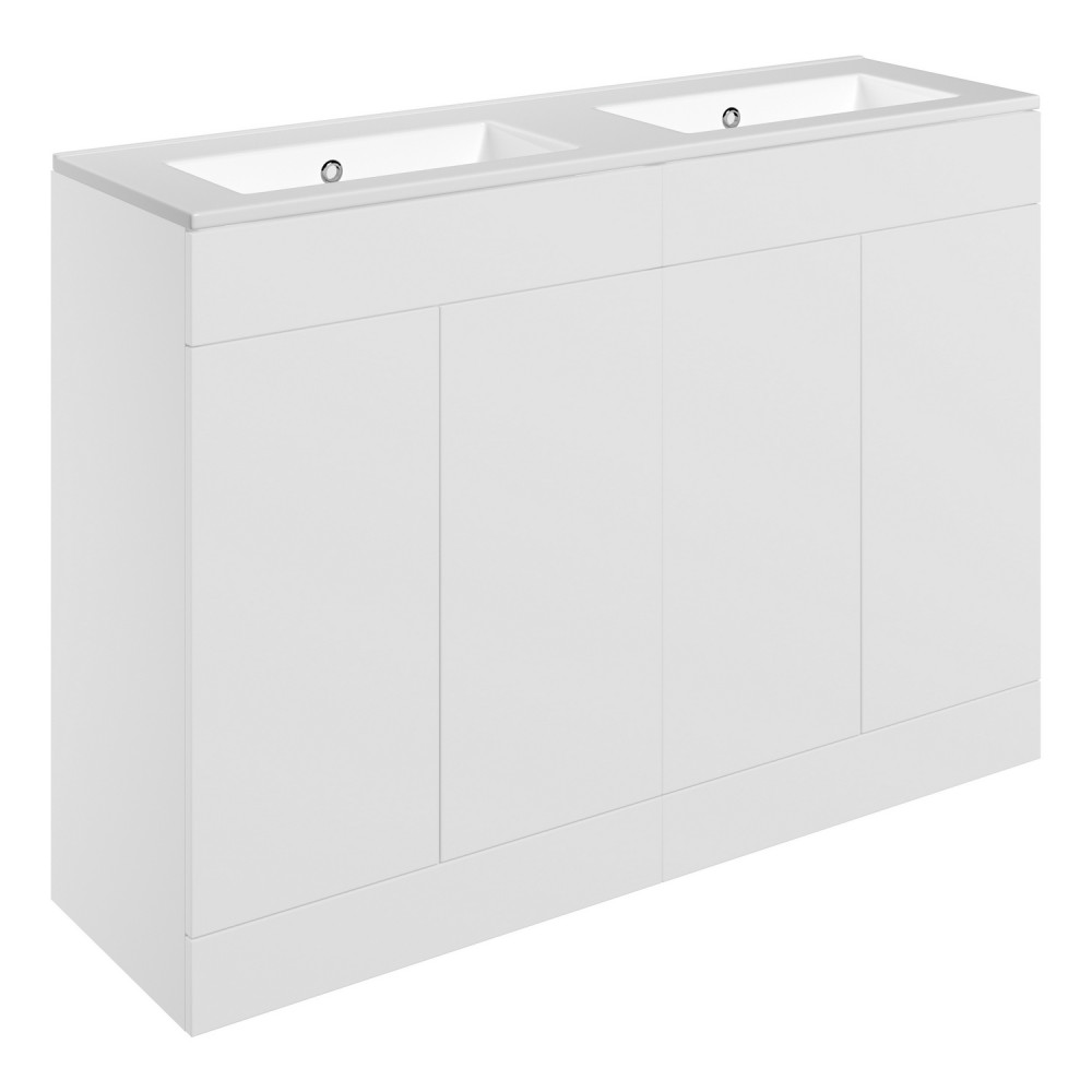 Ajax Somercotes Matt White Floor Standing 1210mm Double Vanity Unit and 0TH Basin