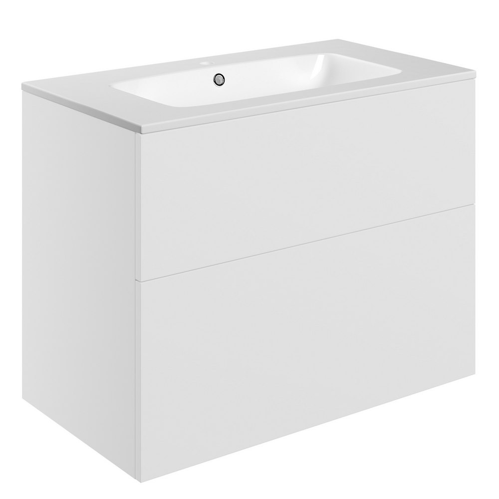 Ajax Somercotes Matt White Wall Hung 815mm Vanity Unit and Basin