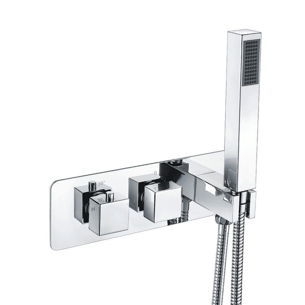 Ajax Square Handle Two Outlet Concealed Valve with Diverter and Handset Chrome