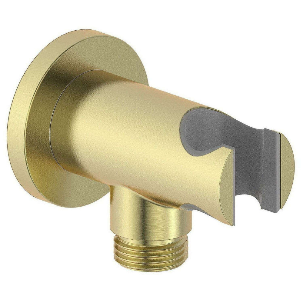 Ajax Thrunscoe Brushed Brass Round Handset Wall Bracket with Outlet