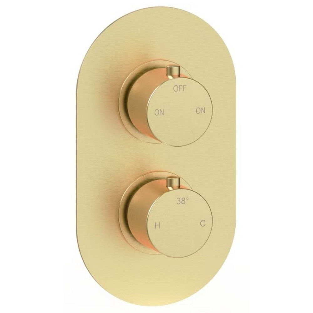 Ajax Thrunscoe Brushed Brass Thermostatic Two Outlet Twin Concealed Shower Valve