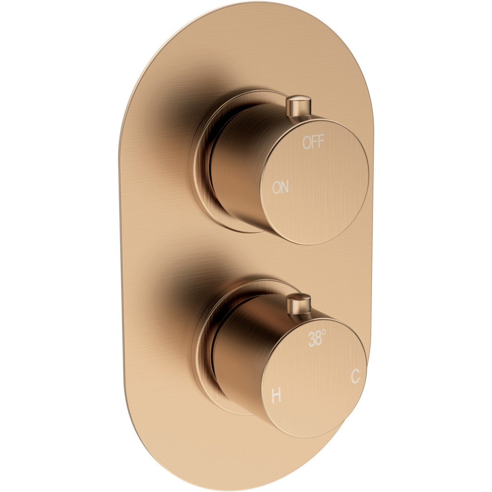 Ajax Thrunscoe Brushed Bronze Thermostatic Single Outlet Twin Concealed Shower Valve