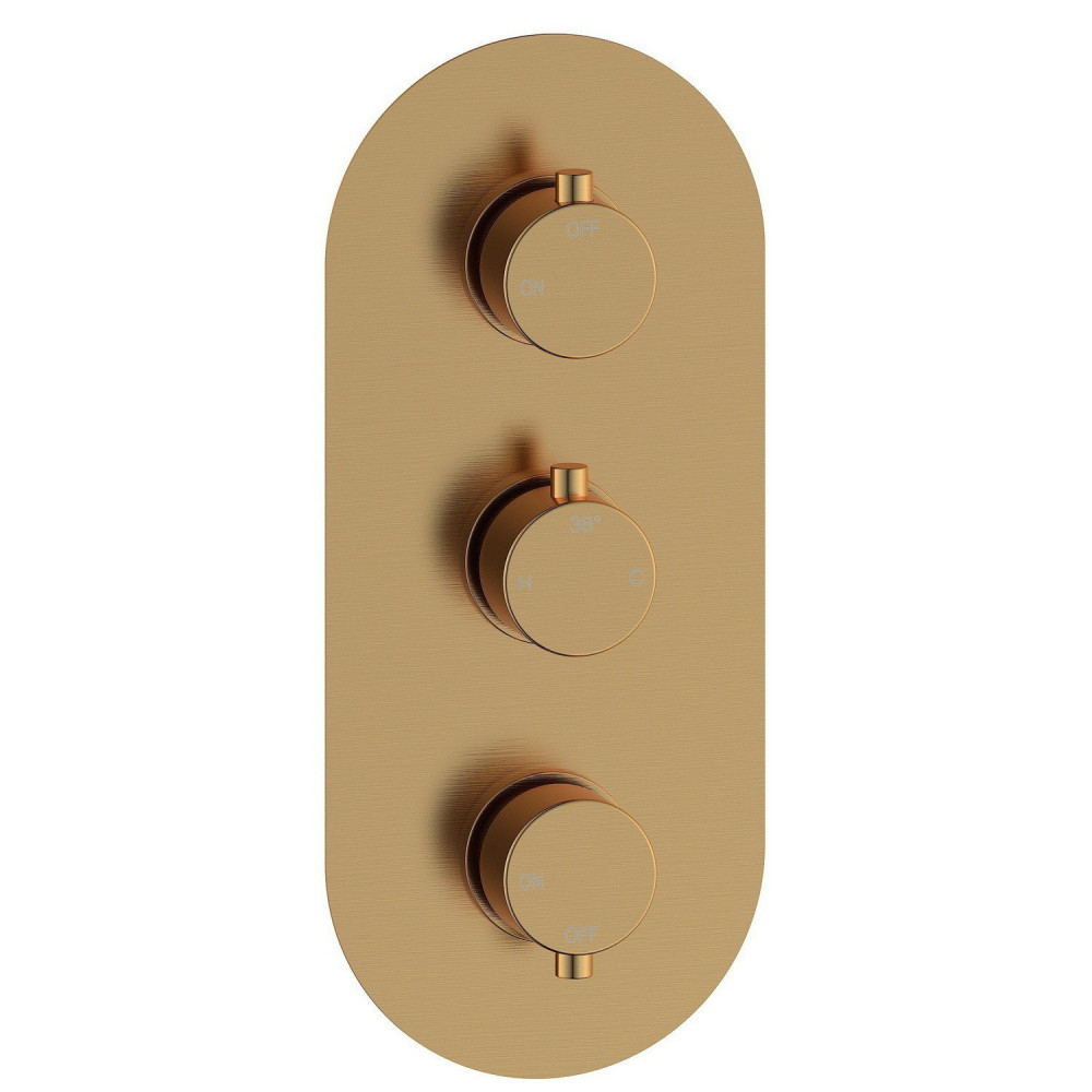 Ajax Thrunscoe Brushed Bronze Thermostatic Two Outlet Triple Concealed Shower Valve
