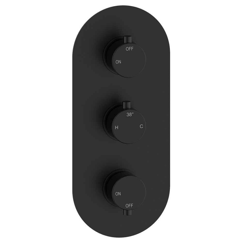 Ajax Thrunscoe Matt Black Thermostatic Two Outlet Triple Concealed Shower Valve