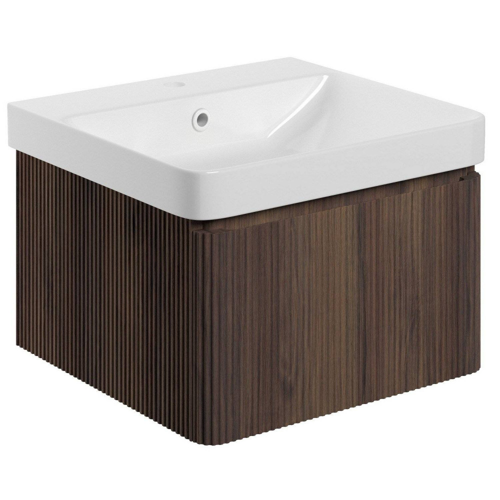 Ajax Torrington 500mm Wall Hung Textured Walnut Vanity Unit with Basin