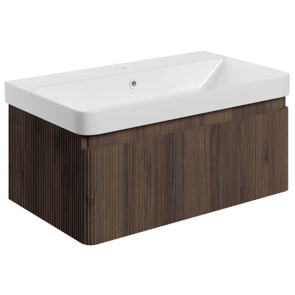 Ajax Torrington 800mm Wall Hung Textured Walnut Vanity Unit with Basin