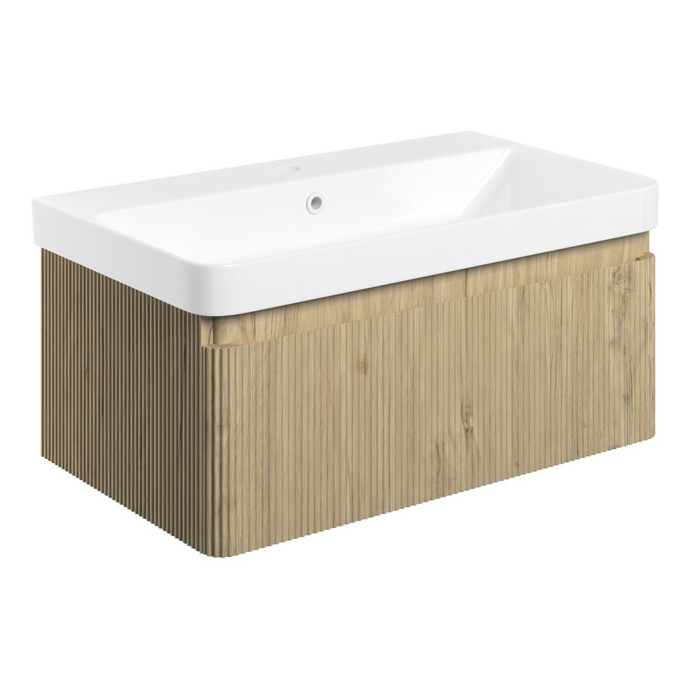 Ajax Torrington 800mm Wall Hung Textured Oak Vanity Unit with Basin