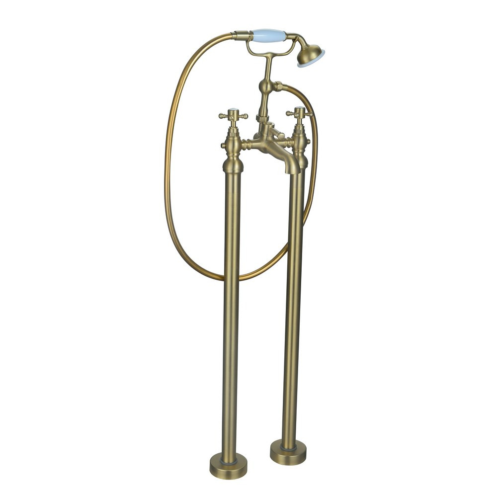Ajax Trent Brushed Brass Floor Standing Bath Shower Mixer (1)