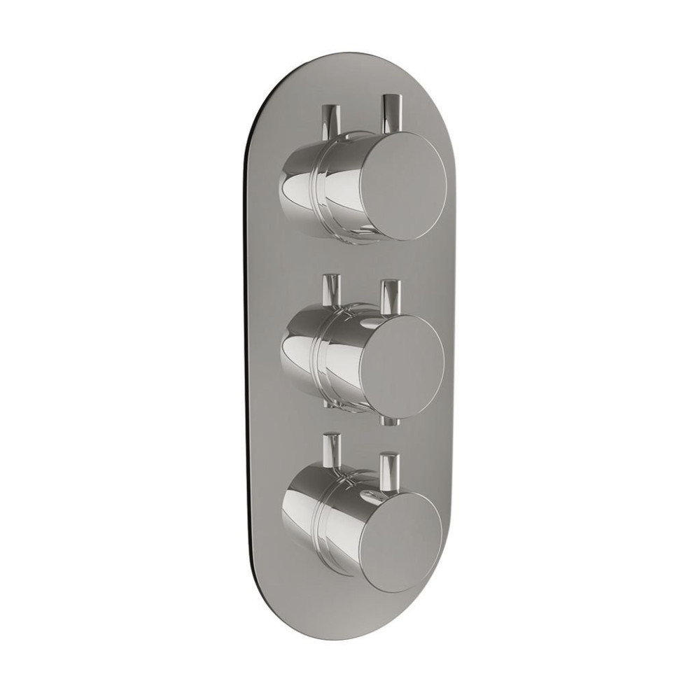 Ajax Valve Triple Round Handle Three Outlets with Diverter and Oval Plate Chrome