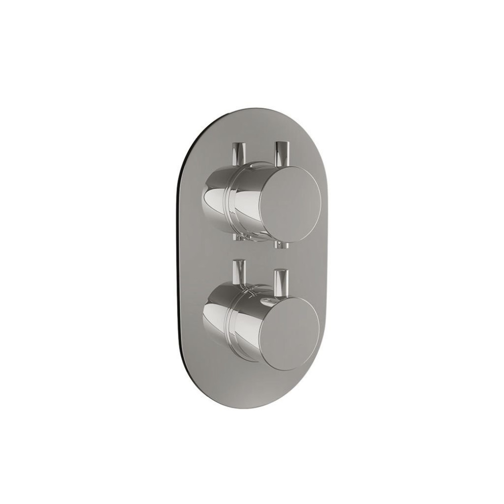 Ajax Valve Twin Round Handle Two Outlets with Diverter and Oval Plate Chrome
