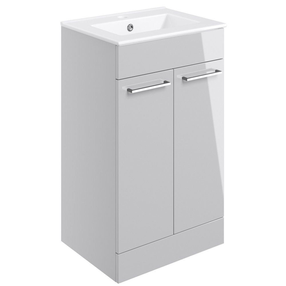 Ajax Walesby Floor Standing 510mm Gloss Grey Vanity Unit and Basin