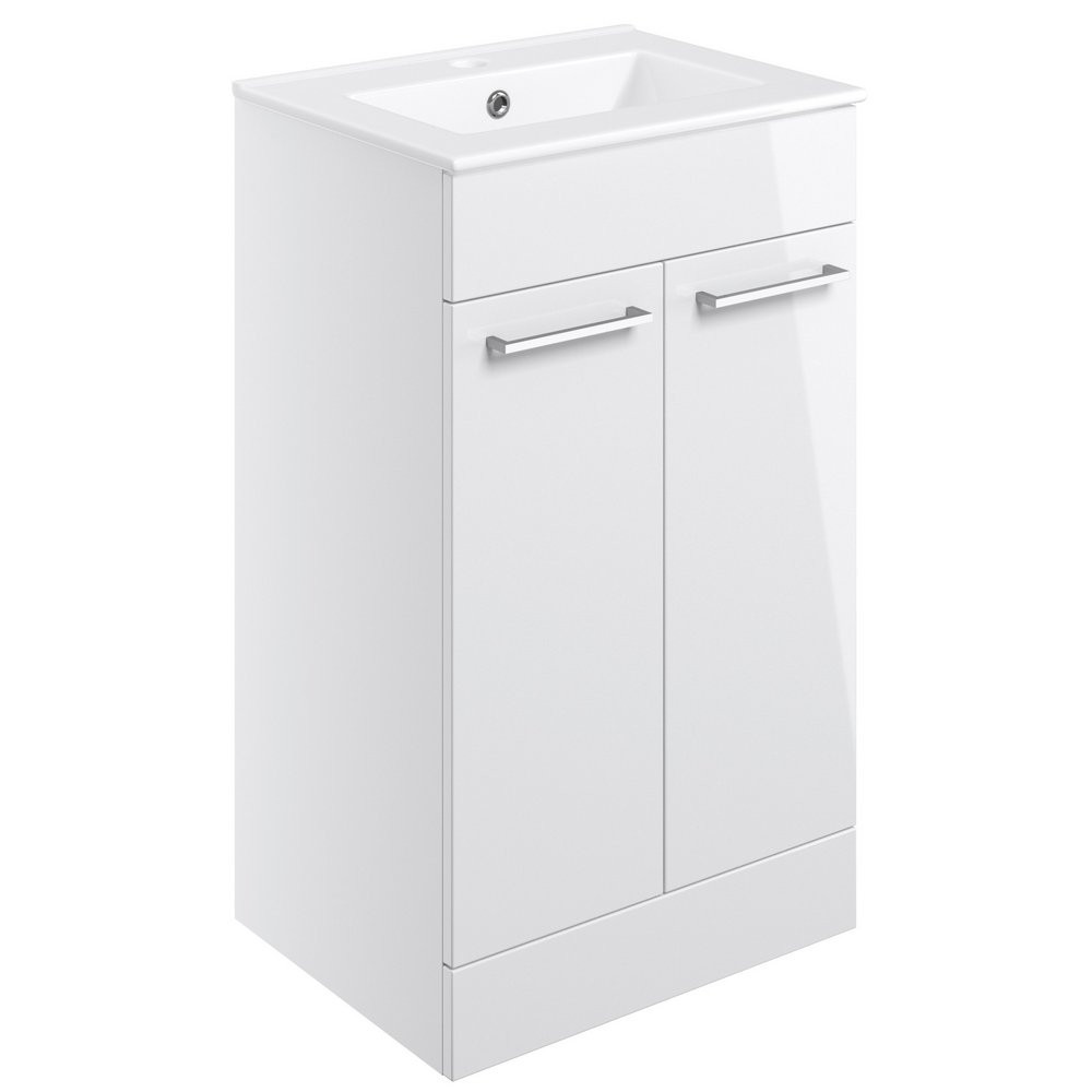 Ajax Walesby Floor Standing 510mm Gloss White Vanity Unit and Basin
