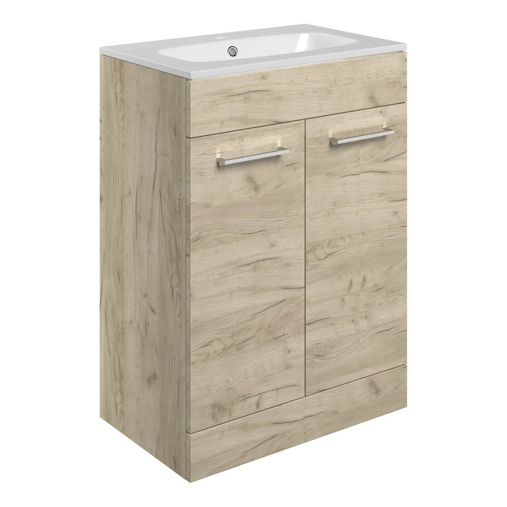 Ajax Walesby Floor Standing 610mm Oak Vanity Unit and 1TH Basin