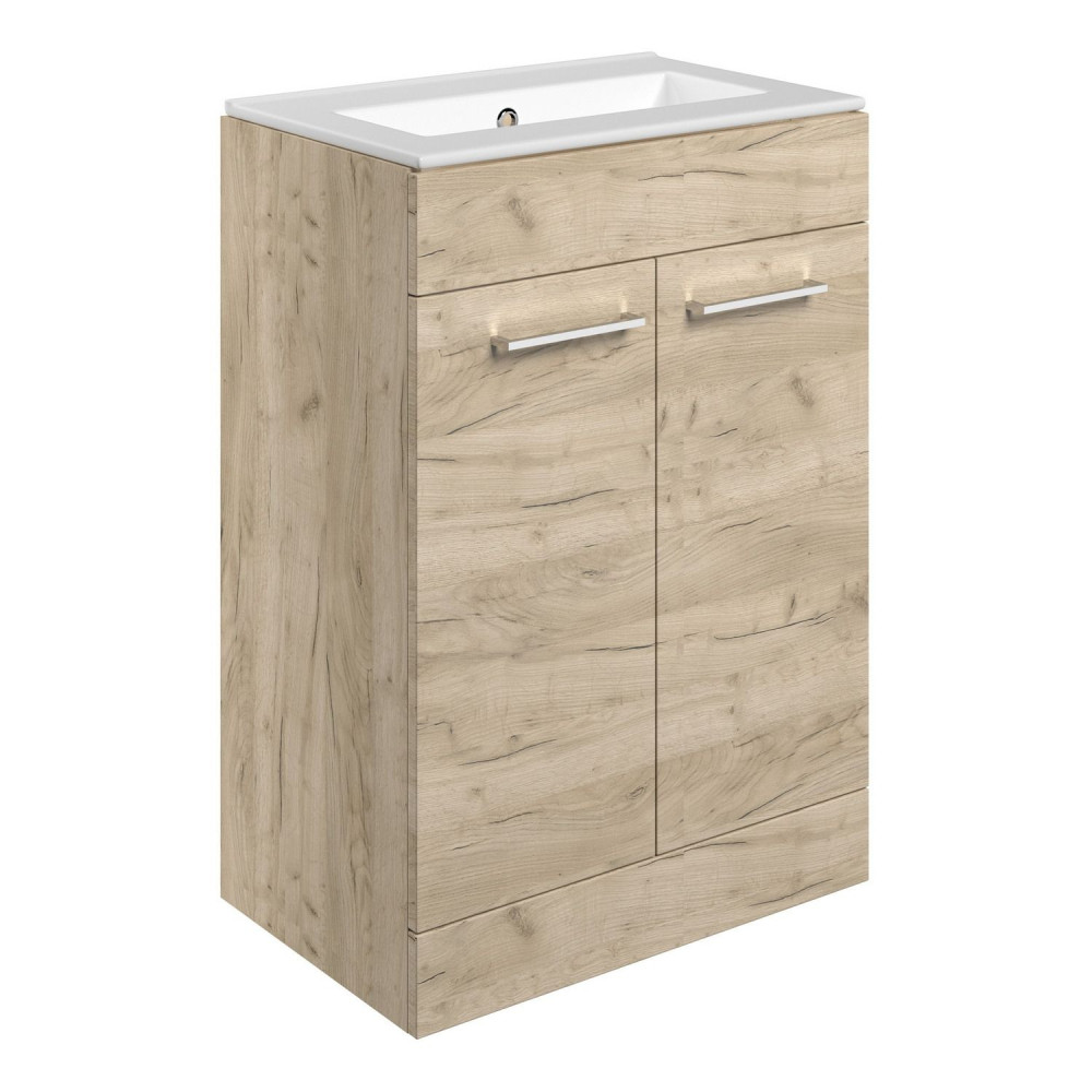 Ajax Walesby Floor Standing 610mm Oak Vanity Unit and 0TH Basin