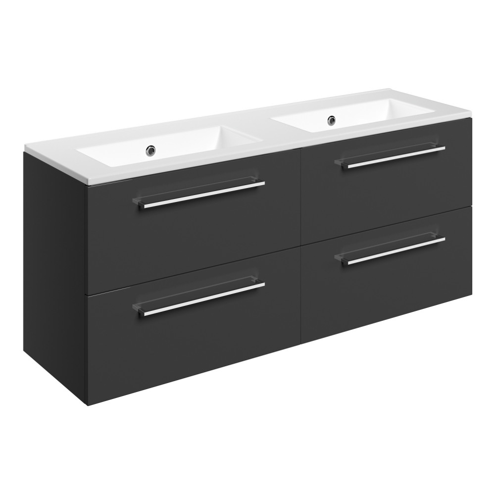 Ajax Walesby Wall Hung 1210mm Gloss Anthracite Double Vanity Unit and 0TH Basin