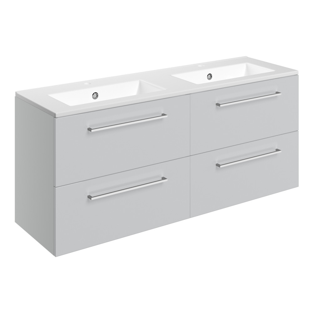 Ajax Walesby Wall Hung 1210mm Gloss Grey Double Vanity Unit and 2TH Basin