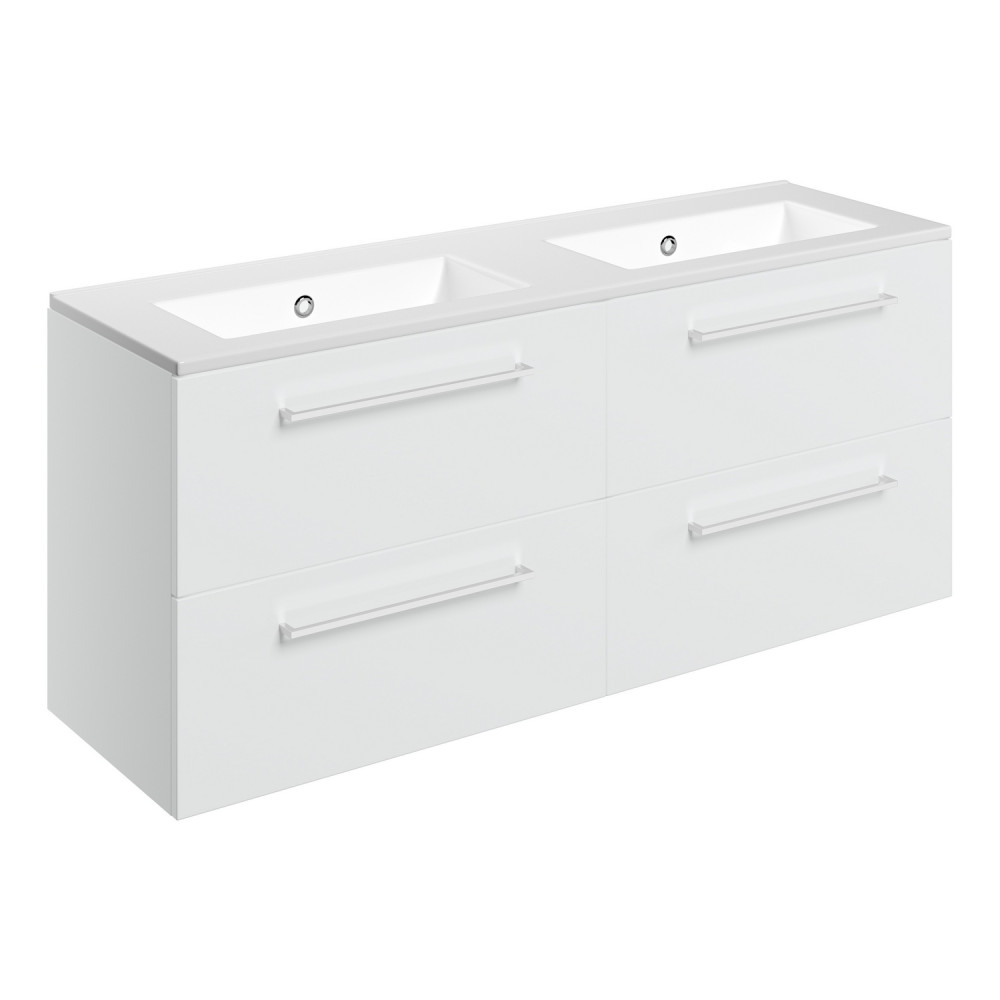 Ajax Walesby Wall Hung 1210mm Gloss White Double Vanity Unit and 0TH Basin