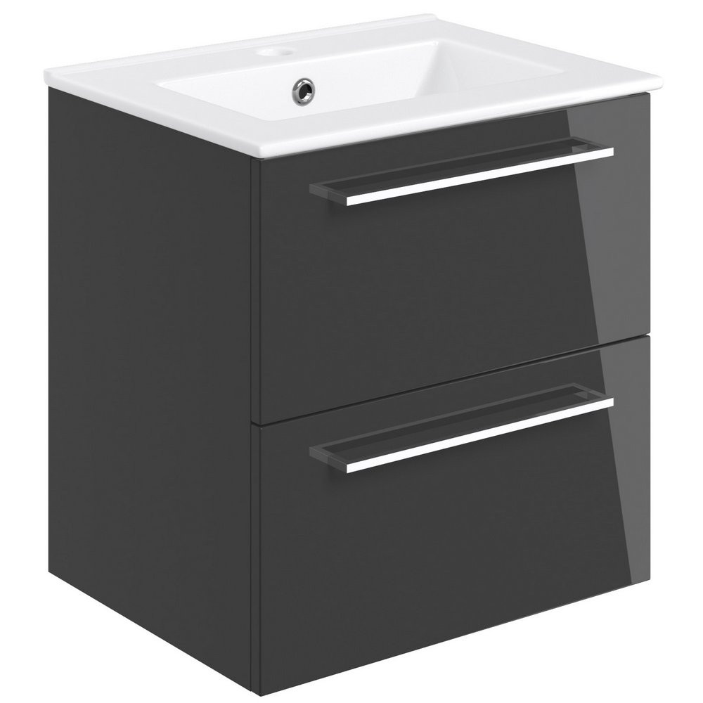 Ajax Walesby Wall Hung 510mm Gloss Anthracite Vanity Unit and Basin