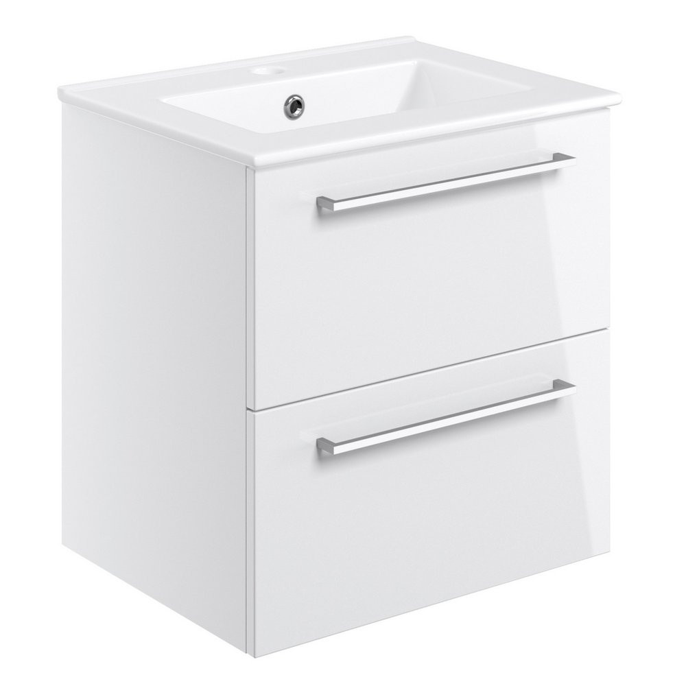 Ajax Walesby Wall Hung 510mm Gloss White Vanity Unit and Basin