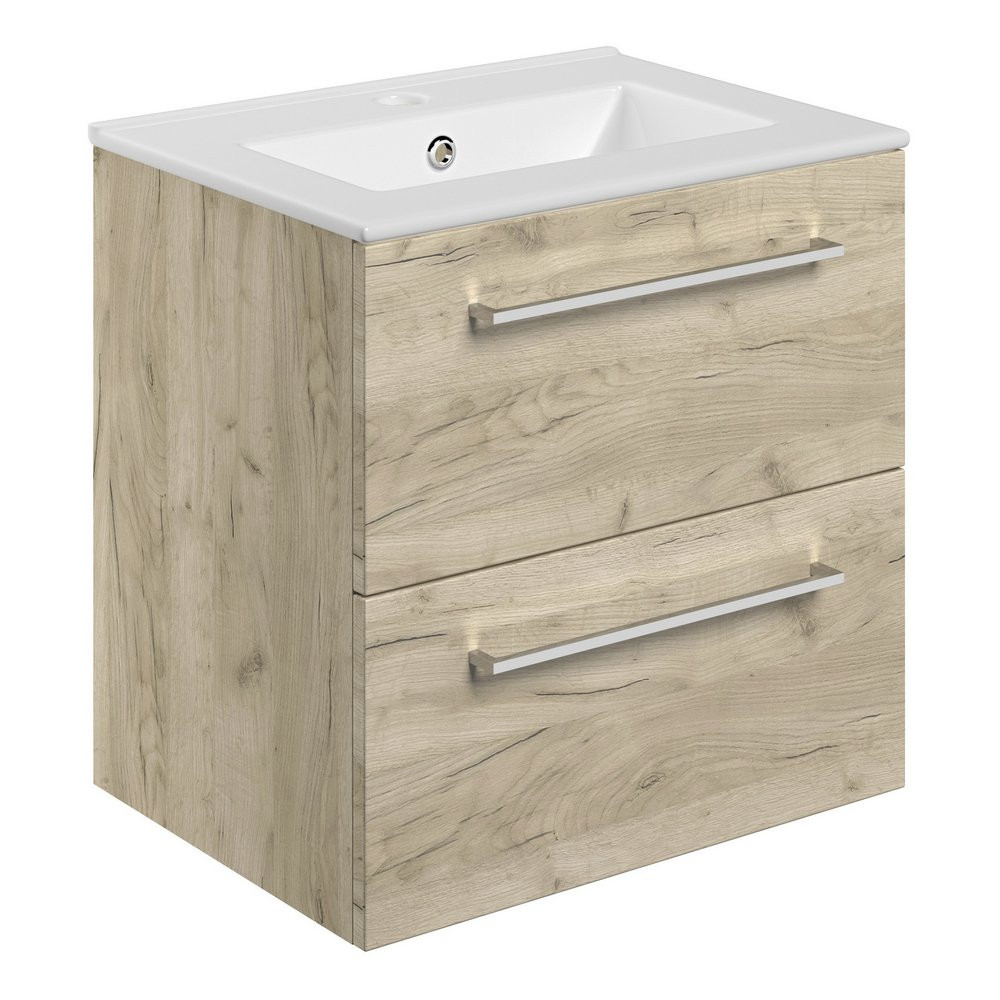 Ajax Walesby Wall Hung 510mm Oak Vanity Unit and Basin
