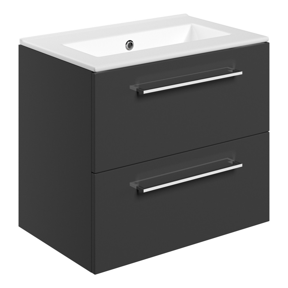 Ajax Walesby Wall Hung 610mm Gloss Anthracite Vanity Unit and 0TH Basin