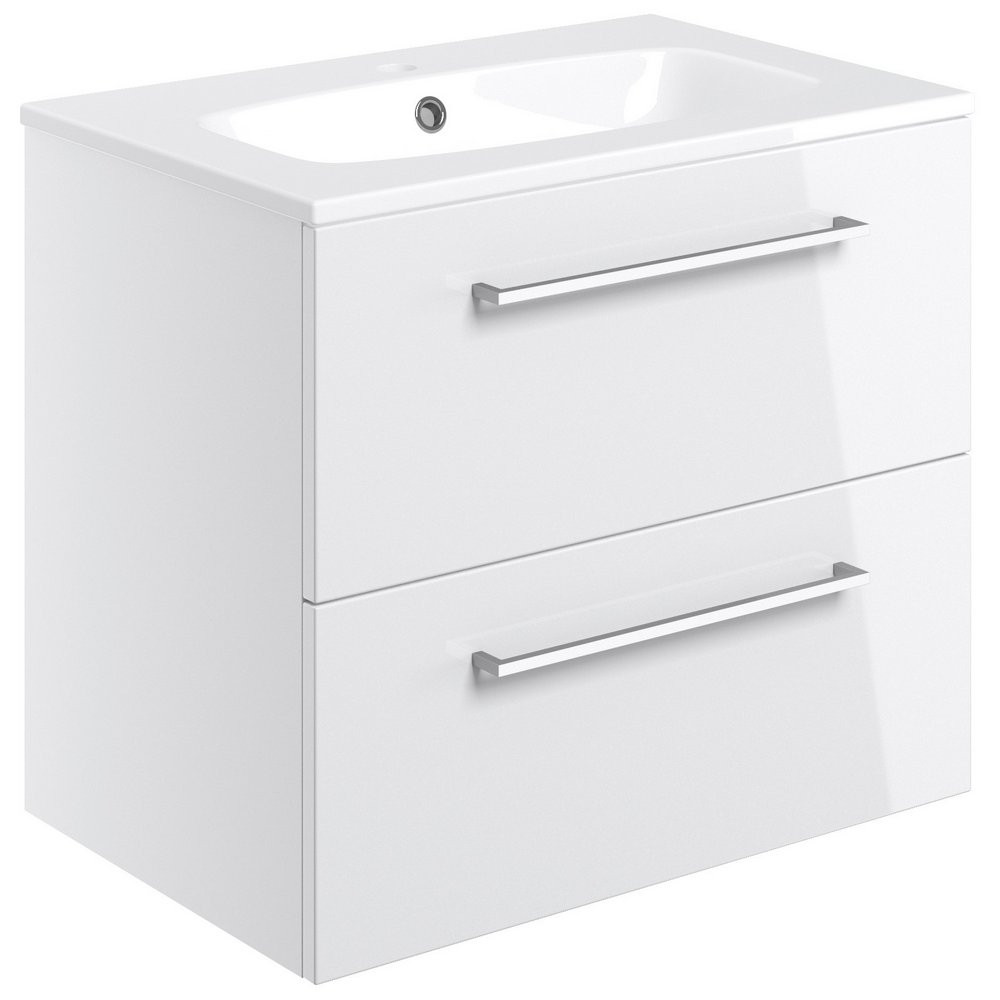 Ajax Walesby Wall Hung 610mm Gloss White Vanity Unit and 1TH Basin
