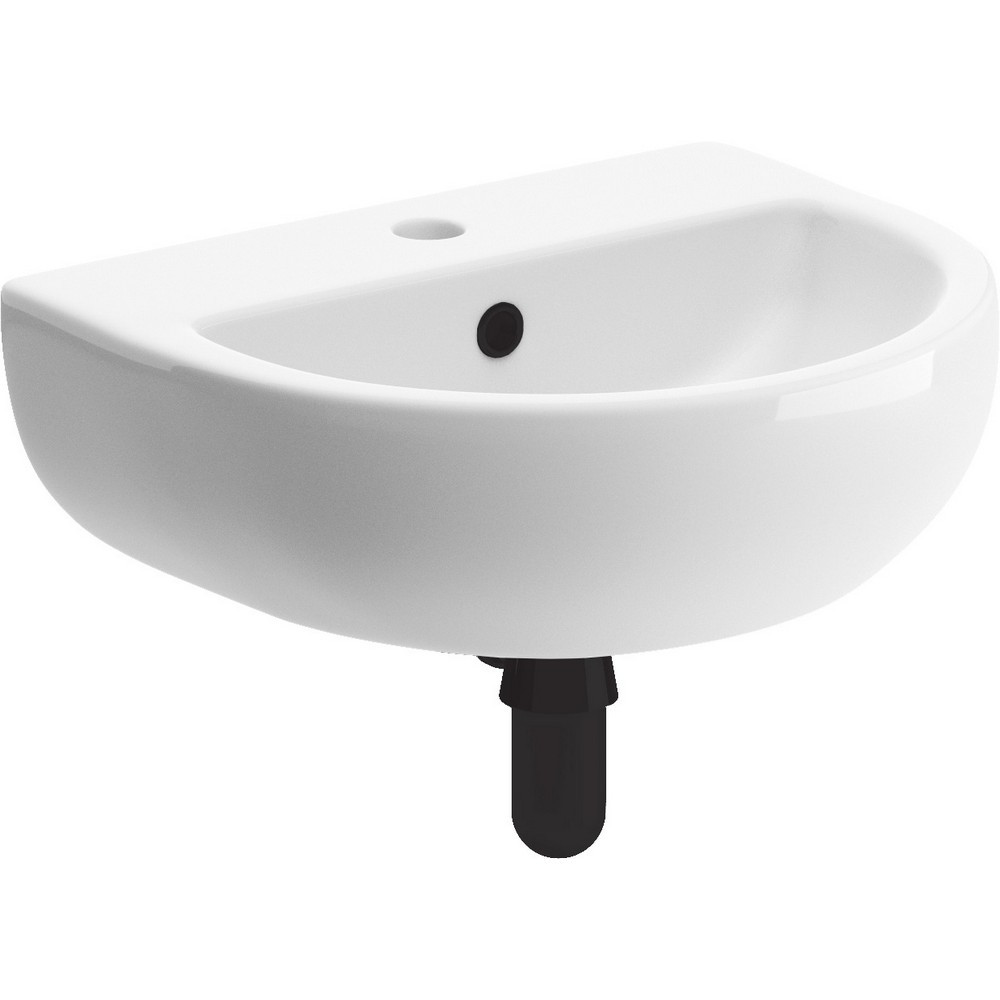 Ajax Waltham 1TH Cloakroom Basin with Matt Black Trap