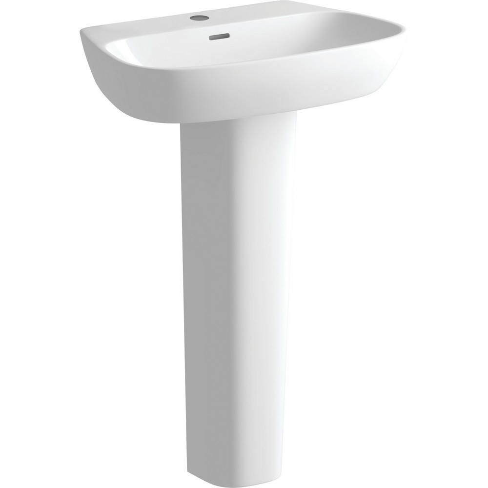 Ajax Weelsby 600mm 1TH Basin and Full Pedestal (1)