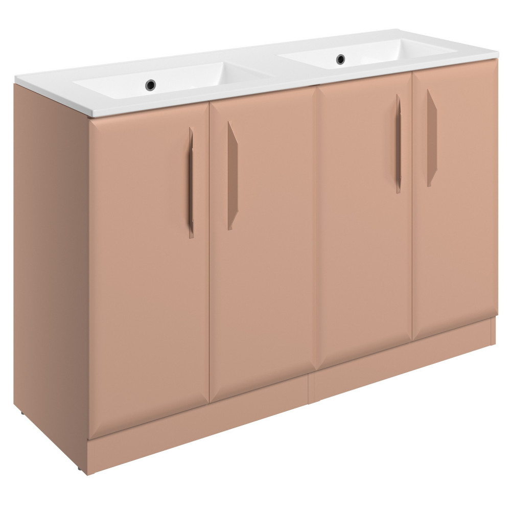 Ajax Westlaby 1200mm Matt Apricot Floor Standing Double Vanity Unit and 0TH Basin