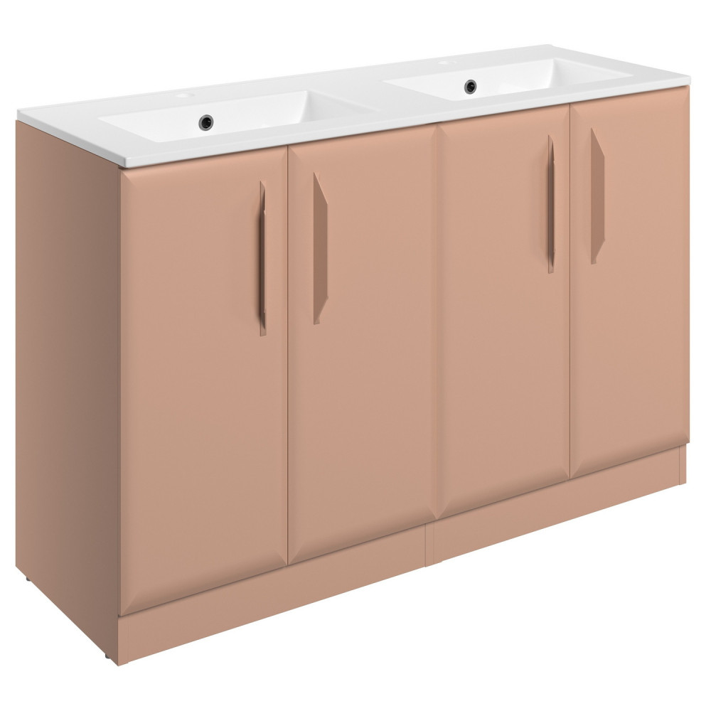 Ajax Westlaby 1200mm Matt Apricot Floor Standing Double Vanity Unit and 2TH Basin
