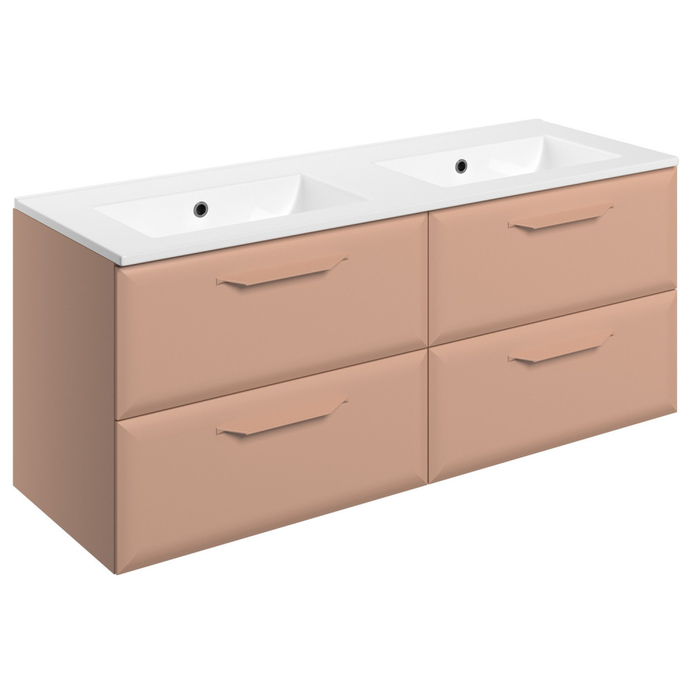 Ajax Westlaby 1200mm Matt Apricot Wall Hung Double Vanity Unit and 0TH Basin