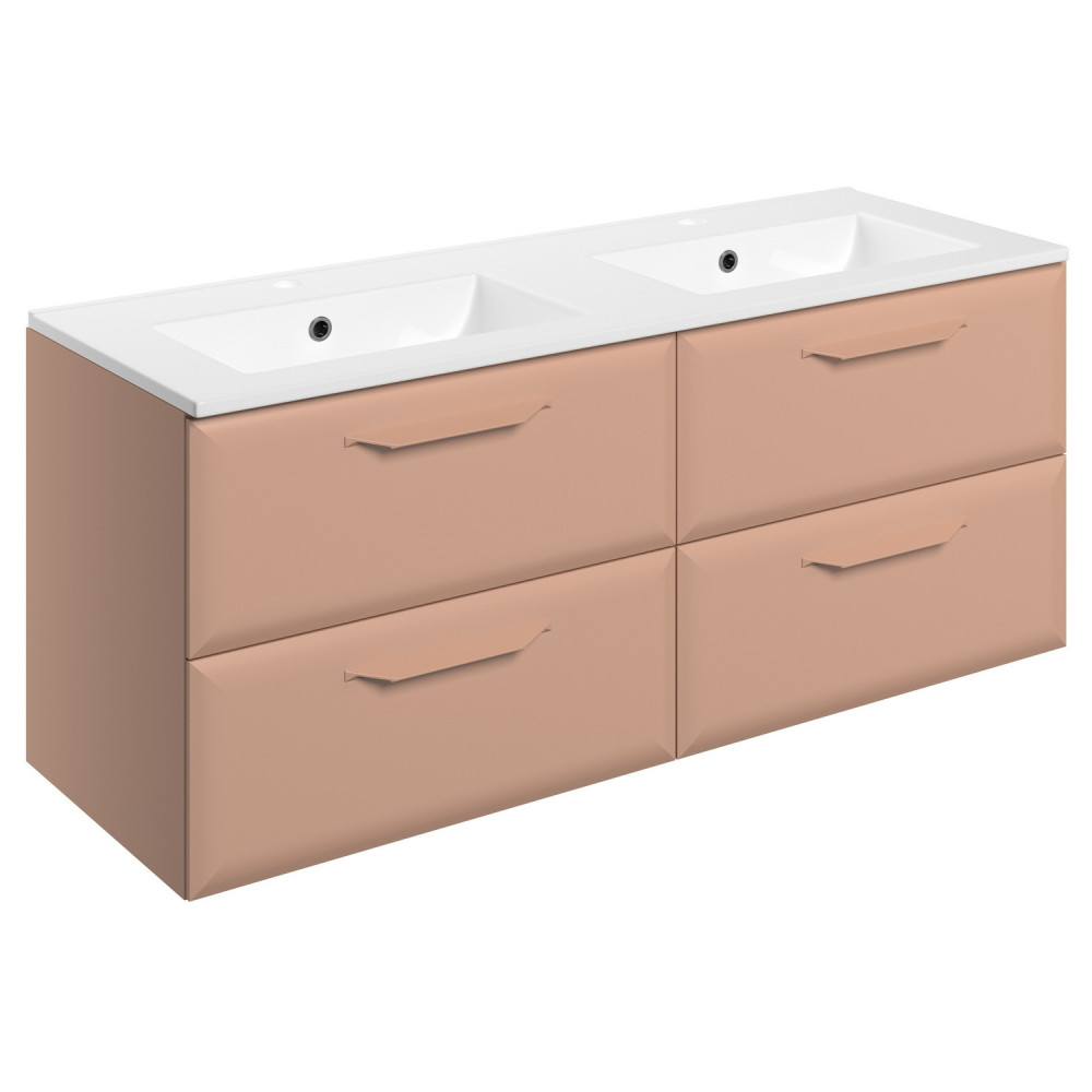 Ajax Westlaby 1200mm Matt Apricot Wall Hung Double Vanity Unit and 2TH Basin