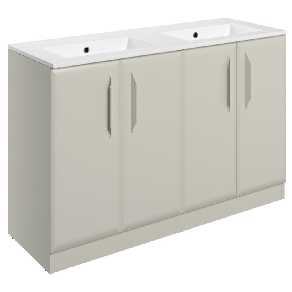 Ajax Westlaby 1200mm Matt Latte Floor Standing Double Vanity Unit and 0TH Basin