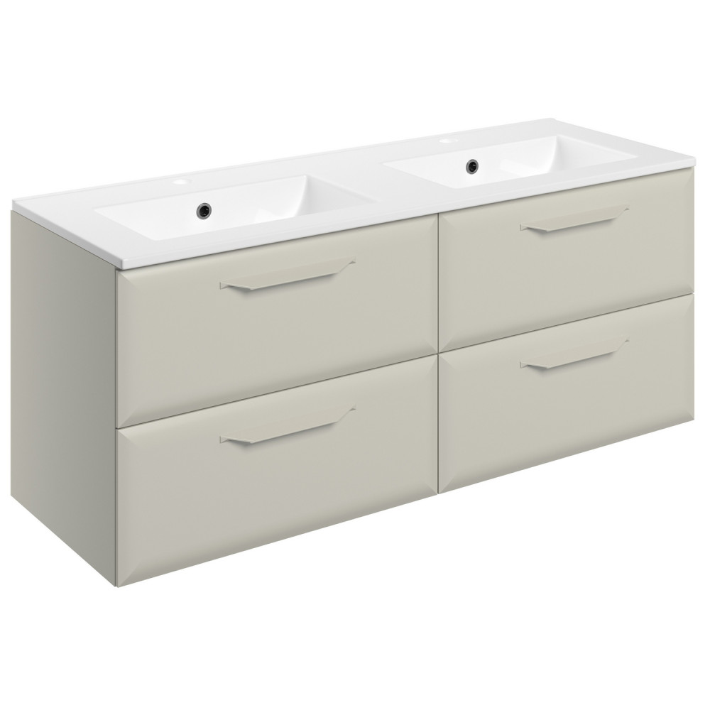 Ajax Westlaby 1200mm Matt Latte Wall Hung Double Vanity Unit and 2TH Basin
