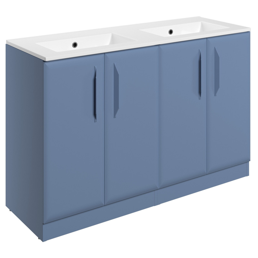 Ajax Westlaby 1200mm Matt Misty Blue Floor Standing Double Vanity Unit and 0TH Basin