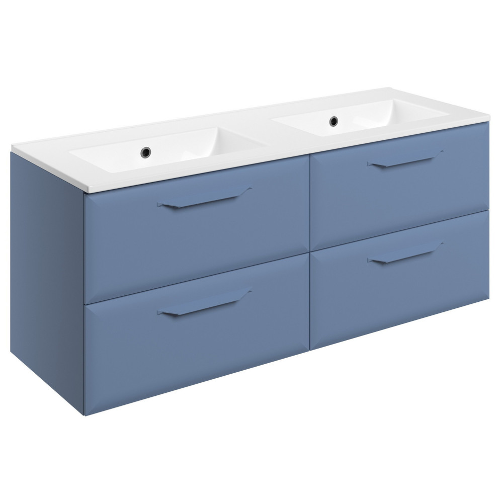 Ajax Westlaby 1200mm Matt Misty Blue Wall Hung Double Vanity Unit and 0TH Basin