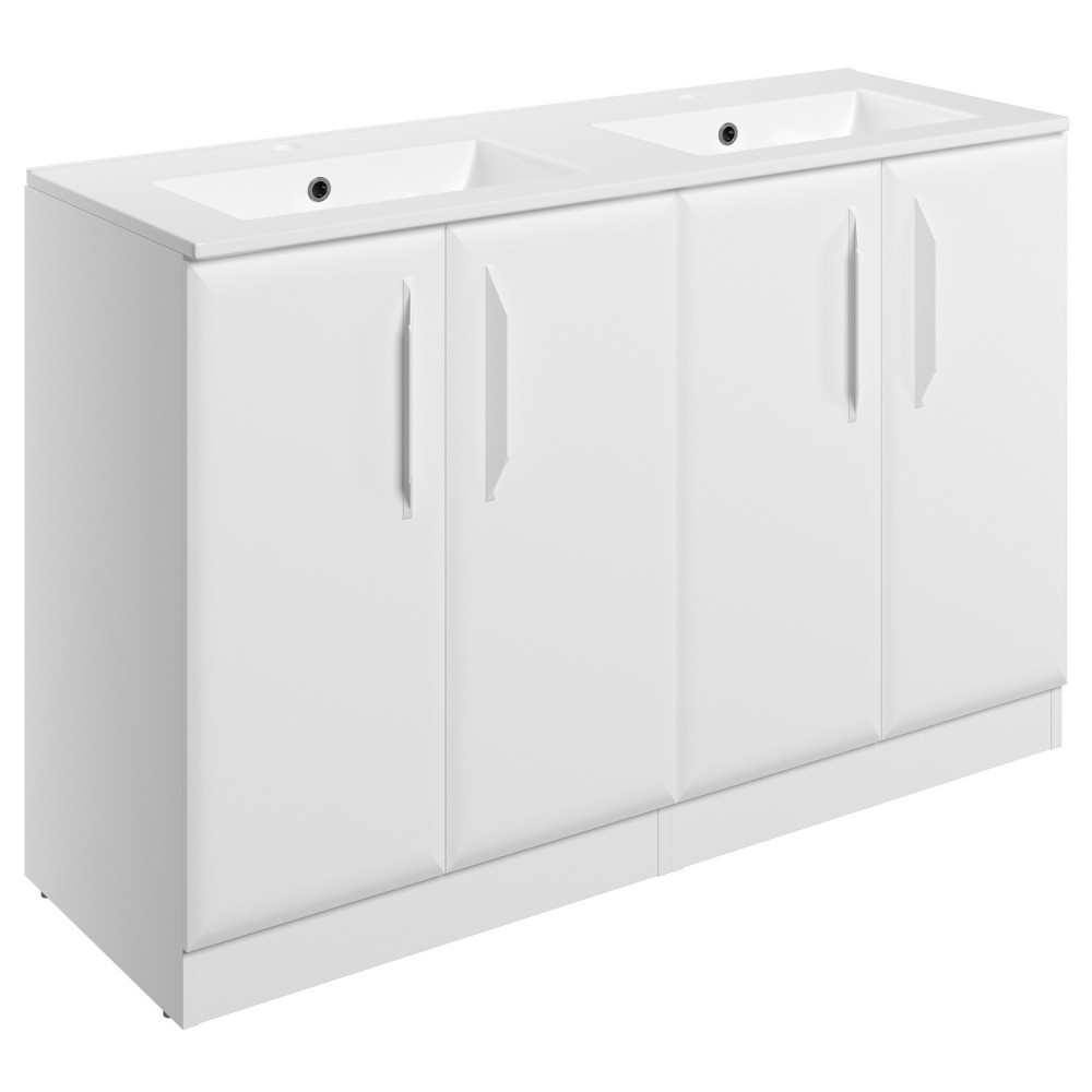 Ajax Westlaby 1200mm Matt White Floor Standing Double Vanity Unit and 2TH Basin