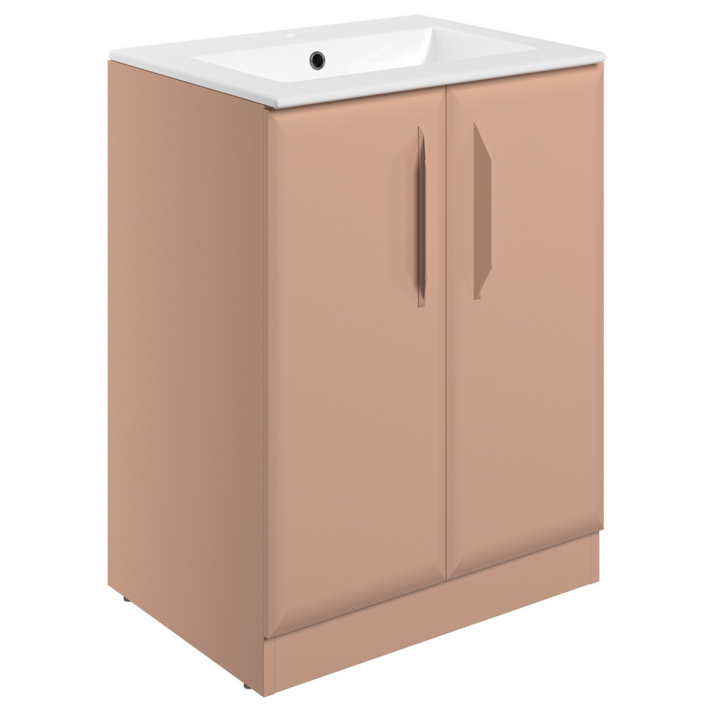 Ajax Westlaby 600mm Matt Apricot Floor Standing Vanity Unit with 1TH Basin