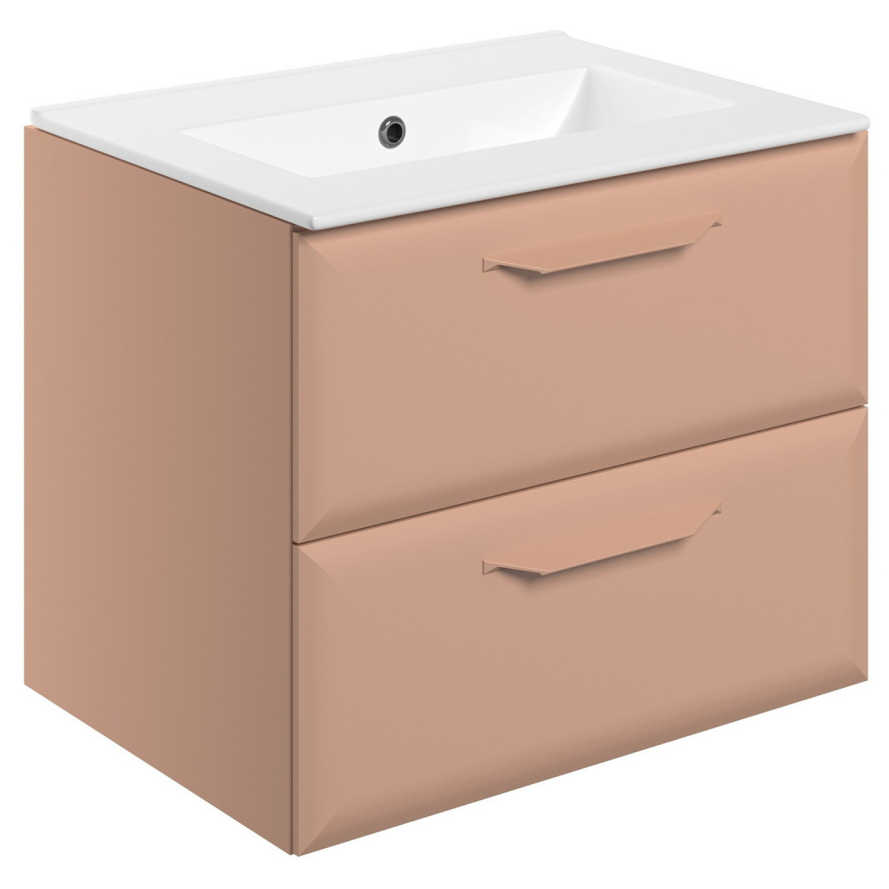 Ajax Westlaby 600mm Matt Apricot Wall Hung Vanity Unit with 0TH Basin