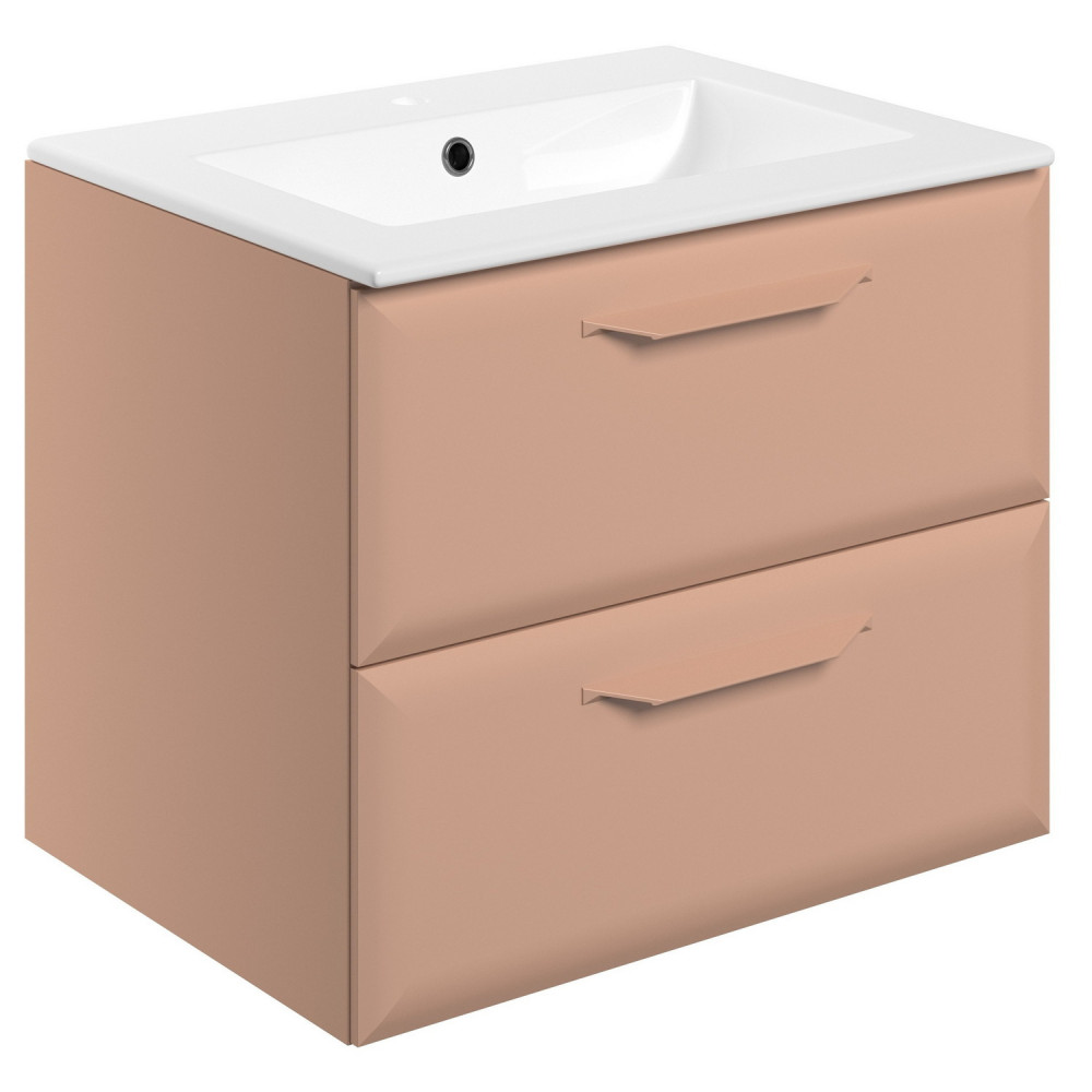 Ajax Westlaby 600mm Matt Apricot Wall Hung Vanity Unit with 1TH Basin