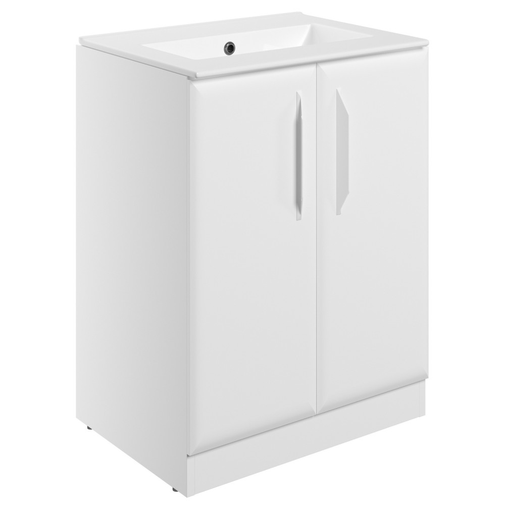 Ajax Westlaby 600mm Matt White Floor Standing Vanity Unit with 0TH Basin