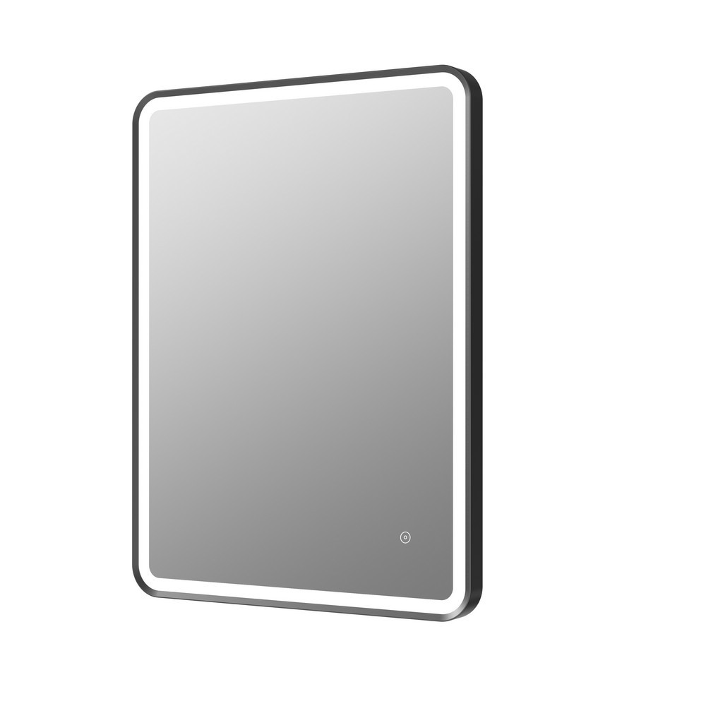 Ajax Woad 600mm Matt Black Front Lit LED Bathroom Mirror