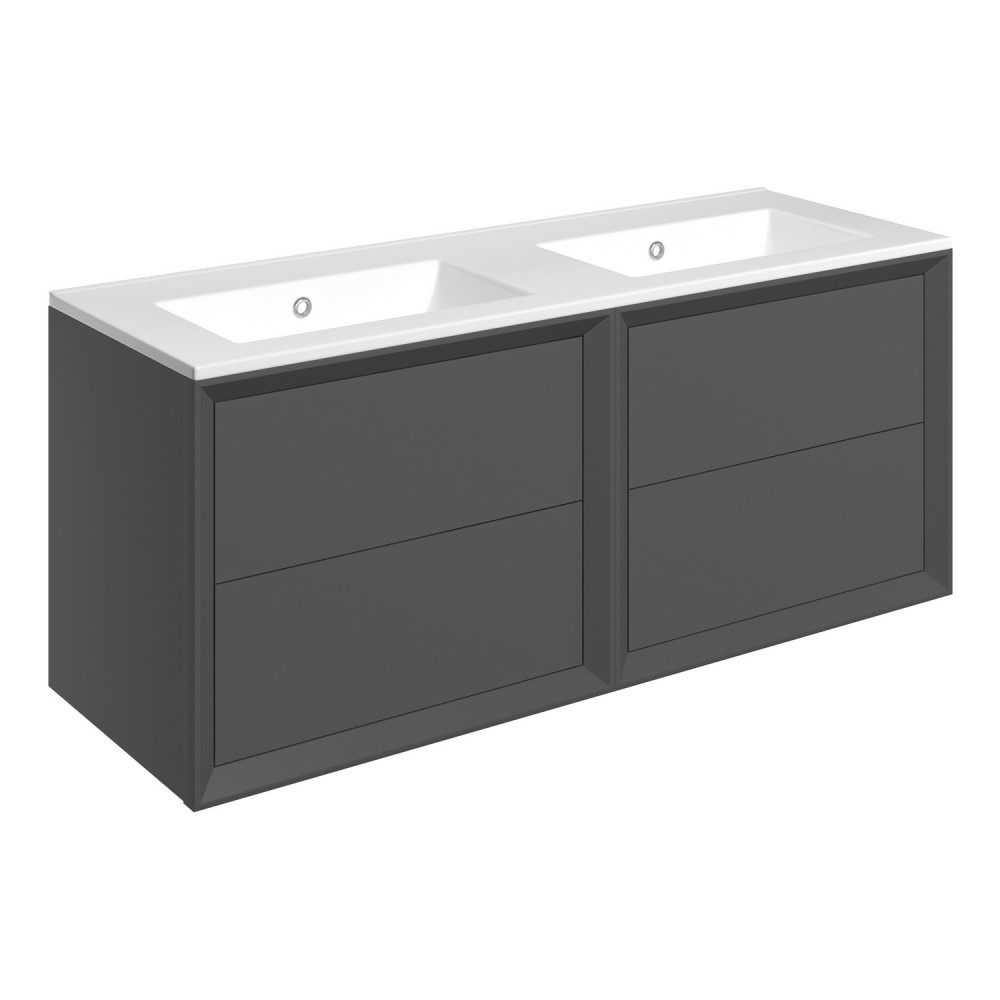 Ajax Yarborough Matt Clay 1210mm Wall Hung 0TH Double Basin Vanity Unit