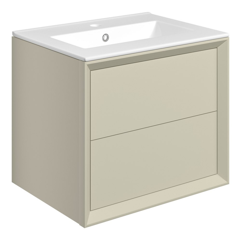 Ajax Yarborough Matt Cotton 615mm Wall Hung Vanity Unit with 1TH Basin